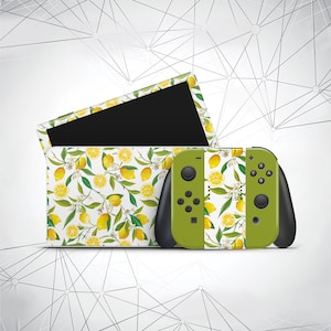 Skin Lemons para Nintendo Switch, calcomanía verde oliva para Nintendo Switch OLED, consola portátil, Joy-Con y base, vinilo premium envolvente