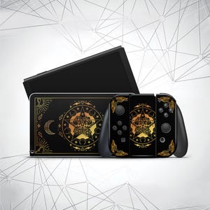 Diseño de carta del Tarot para Nintendo Switch, calcomanía OLED negra para Nintendo Switch, consola portátil, Joy-Con y base, vinilo premium envolvente