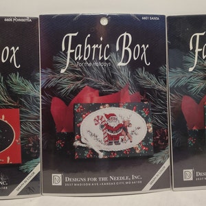 Lot of 3 Designs For The Needle Counted Cross Stitch Kits Poinsettia Santa Angel