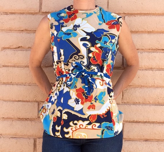 Vintage 70s Sleeveless Polyester Top - image 2