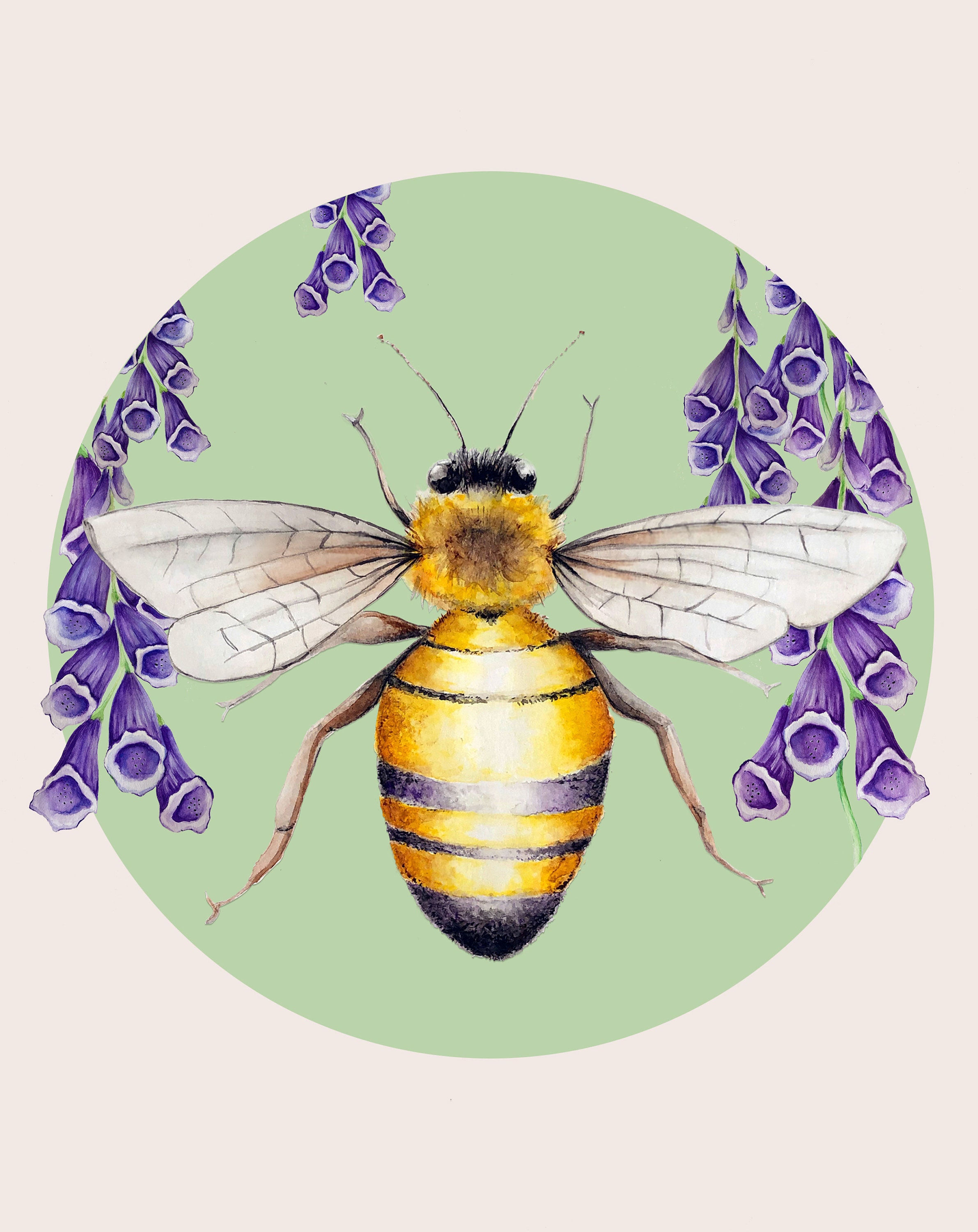 Handpainted Honey Bee Wall Art Art Deco Style Nature Etsy