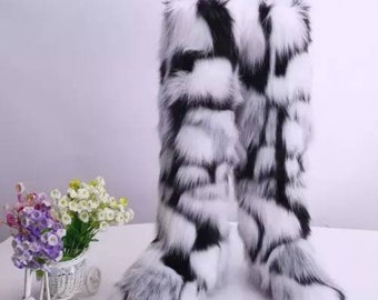 fur knee boots