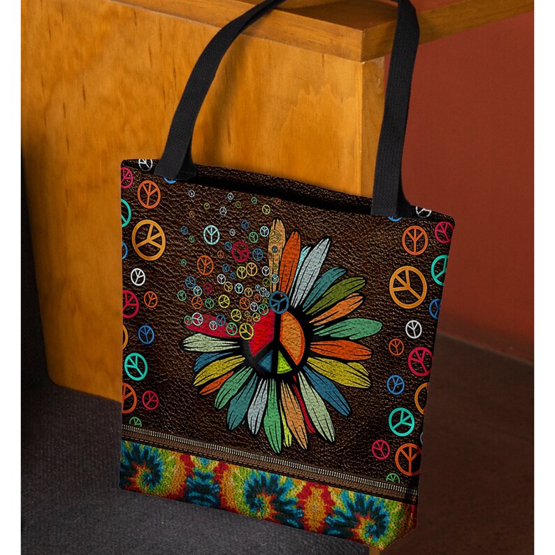 Hippie soul leather pattern Tote Bags Canvas Tote Bags Etsy