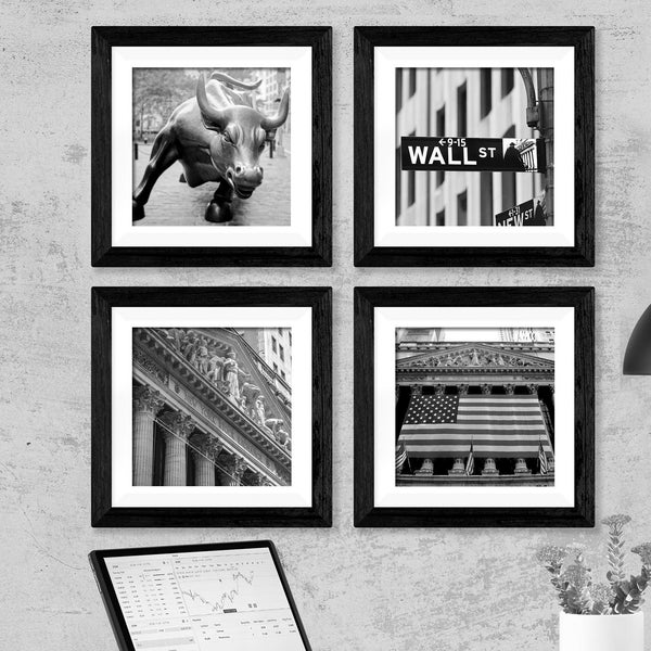 Hi-Res. Wall Street Photography Set of 4 Digital Images Day Trader Poster New York Stock Market Exchange Black/White Photos Instant Download