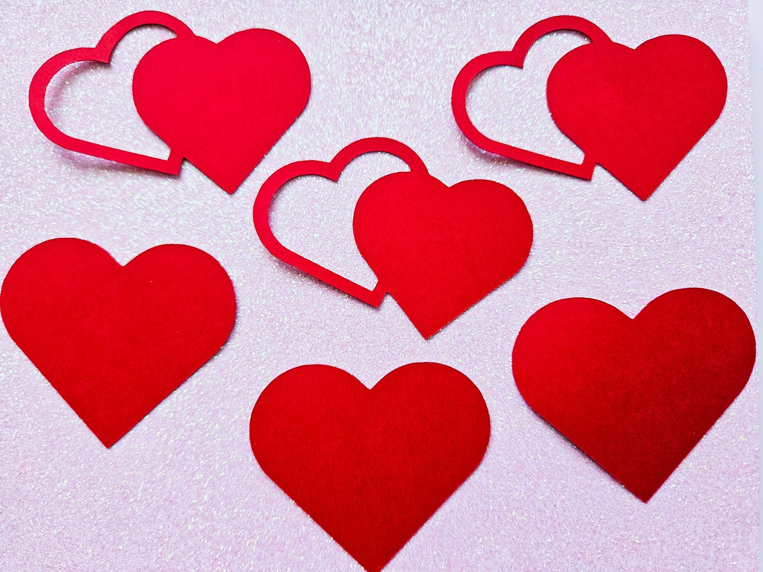 Red Heart Die Cut Cardstock Shapes, Single/double Heart, Blank 2 Inch