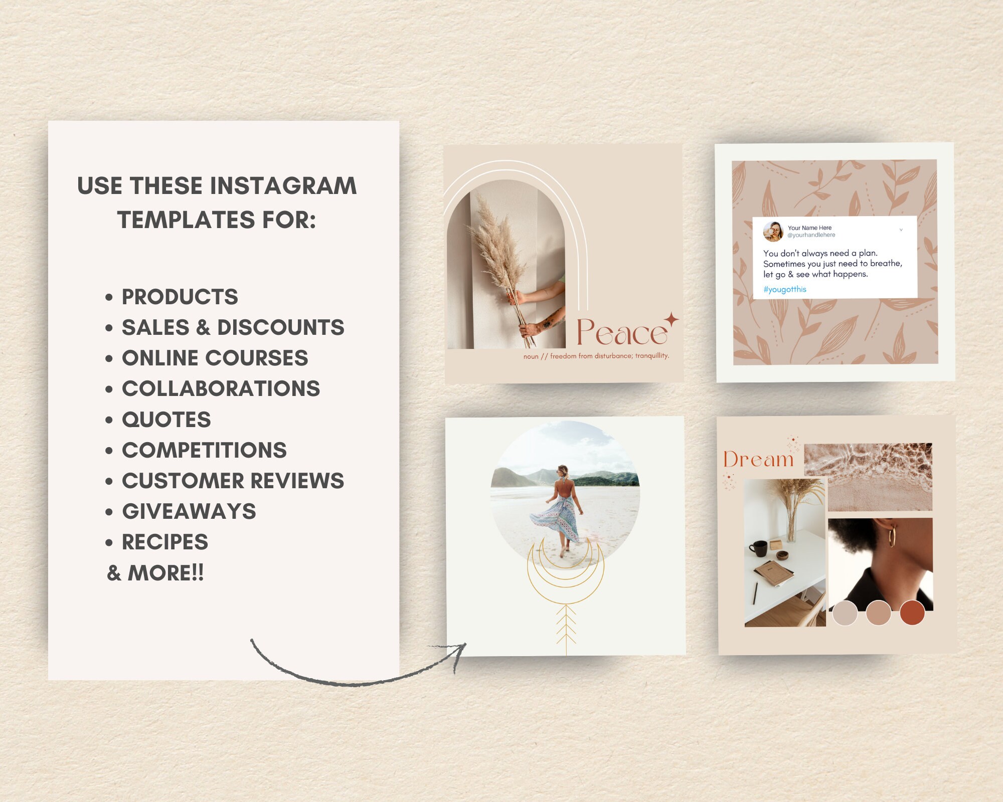 Boho Minimalist Instagram Templates Instagram Templates for Canva ...