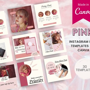 Instagram Templates Pink - Beauty Instagram Templates für Canva - Beauty Blogger Templates - Girl boss post Templates - Lashes Instagram