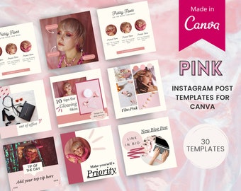Instagram Templates Pink - Beauty Instagram Templates for Canva - Beauty Blogger Templates - Girl boss post templates - Lashes Instagram