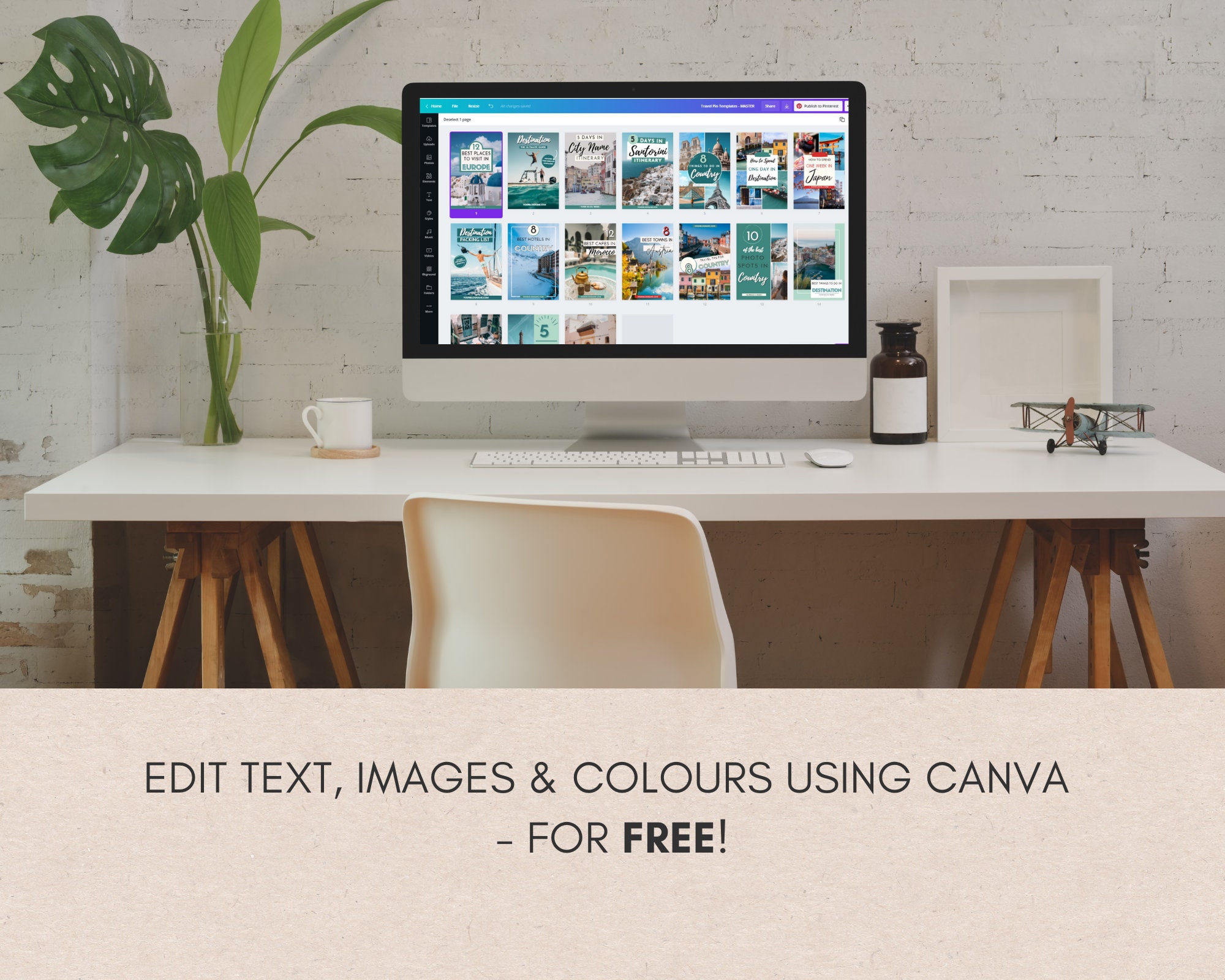 Pinterest Customize 15 Customizable Pinterest Templates Canva Templates for Travel Bloggers ...