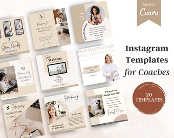 Instagram Templates Coach - Instagram Templates aesthetics - Beige Canva Templates - Neutral Instagram Post Templates Coaching