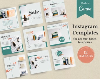 Plantillas de Instagram para empresas basadas en productos / Plantillas Canva para Instagram / Plantillas para pequeñas empresas / Publicaciones de Instagram / Kit de marca