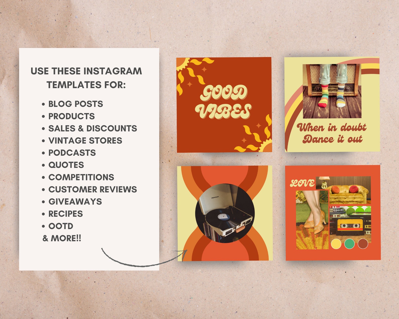20 Instagram Post Templates for Canva Boho Instagram - Etsy