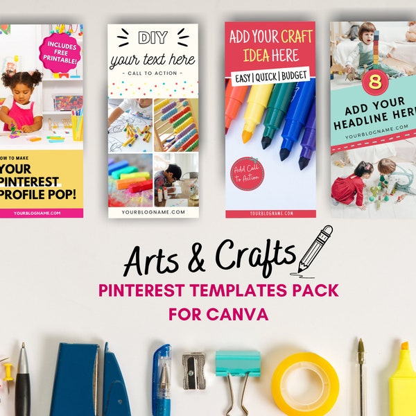 Customizable Pinterest Templates, Canva Templates for Crafts Bloggers, Pinterest Pin Templates for Canva, Pin Templates for DIY Bloggers,