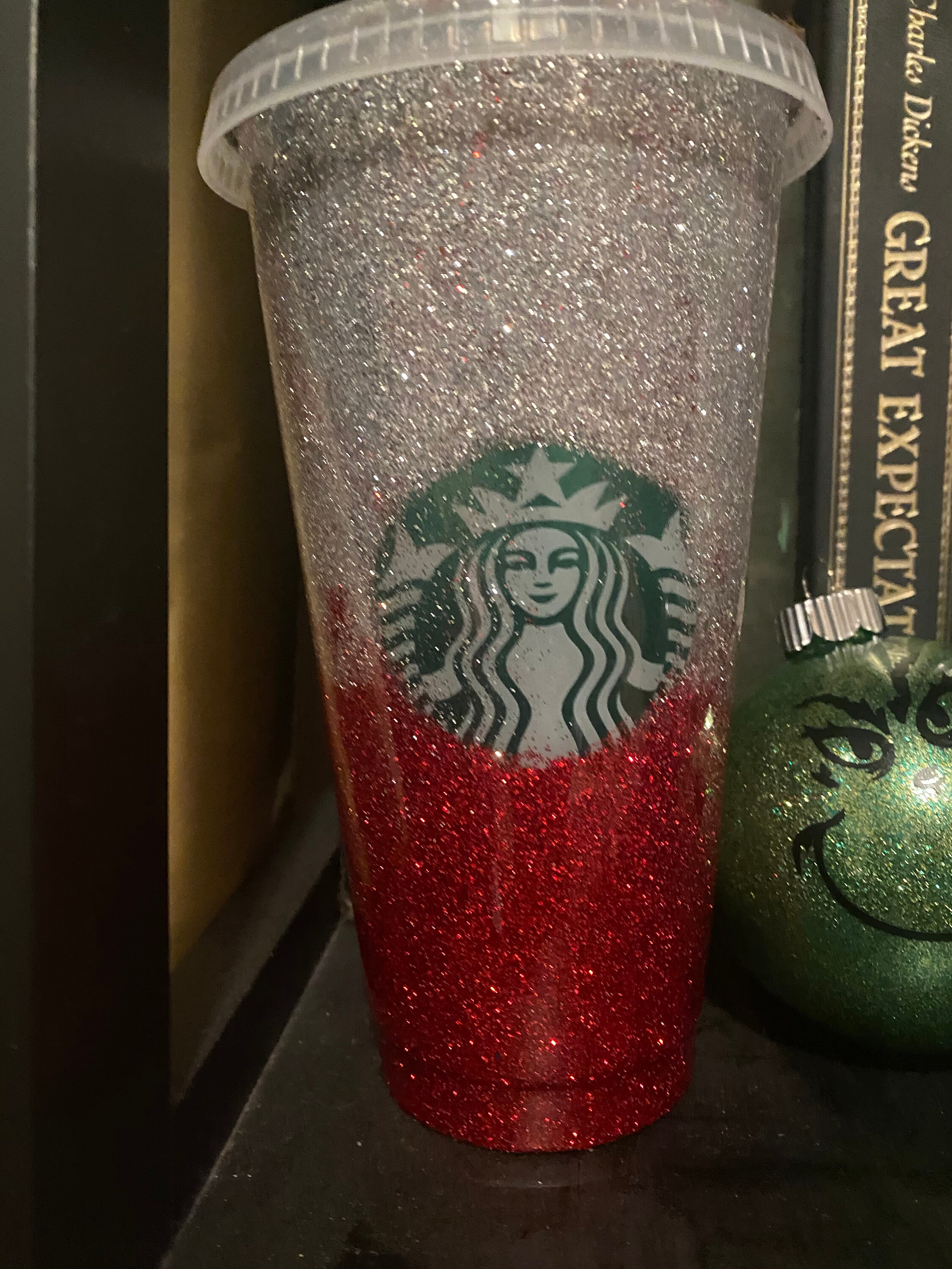 Silver and Red Glitter Starbucks Cup Etsy