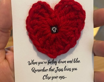 Prayer Pocket Hearts, Keepsake, Handmade gift, Valentine Gift, Pocket Hugs, Handmade Gift, Crochet Hearts