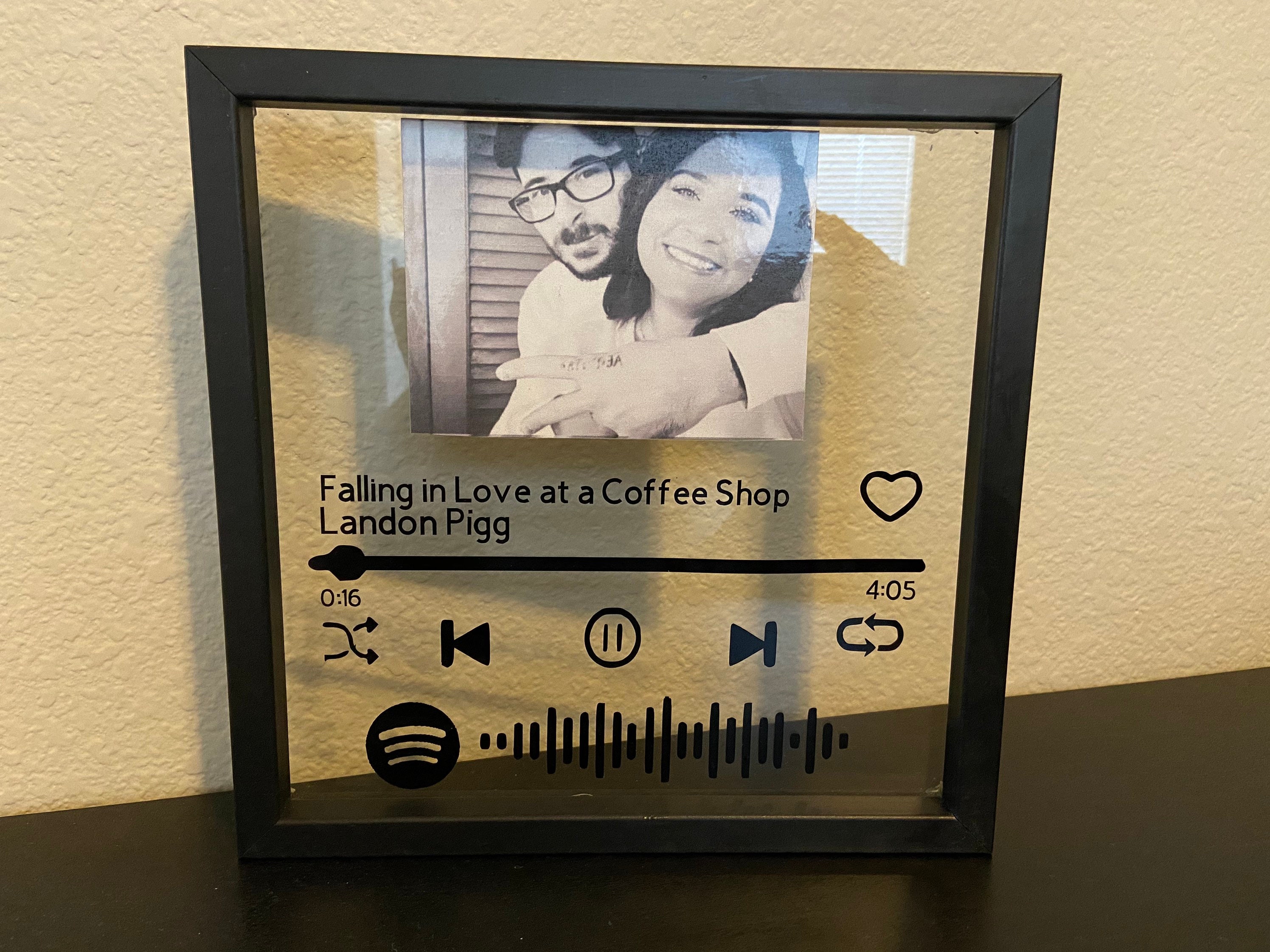 Spotify Music Personalized Black Glass Frame 7x7 Etsy