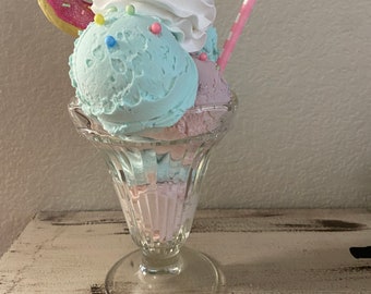 Faux Cotton Candy Sundae