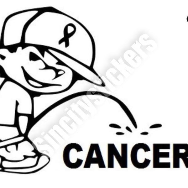 Calvin Peeing on Cancer (add own text) Window Bumper Car Decal Sticker... Buy 3 Get 1 Free