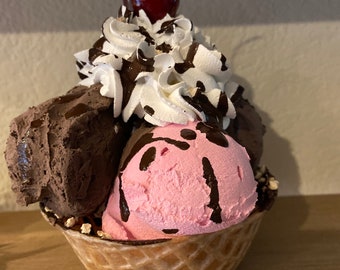 Faux Waffle Bowl Ice Cream Sundae
