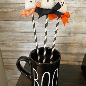 3 Fake Marshmallow Ghost on a Stick