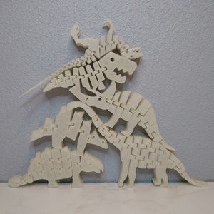 Ensemble de dinosaures flexibles / Blocs empilables / Jouet Montessori / Ensemble de 6 pièces / Imprimé en 3D image 6