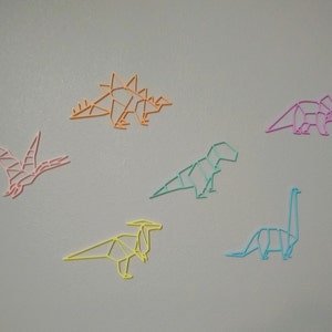 Geometric Dinosaur Outline Set / Wall Decor / 6 Piece Set / 3D Printed Pastel Rainbow