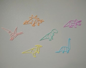 Geometric Dinosaur Outline Set / Wall Decor / 6 Piece Set / 3D Printed