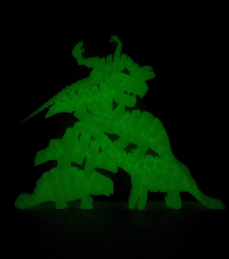 Flexible Dinosaur Toy Set / Stacking Blocks / Montessori Toy / 6 Piece Set / 3D Printed Glow in the Dark