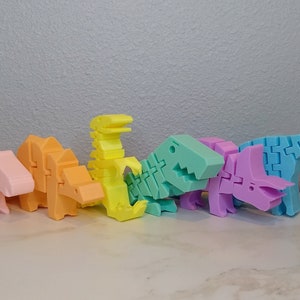 Flexible Dinosaur Toy Set / Stacking Blocks / Montessori Toy / 6 Piece Set / 3D Printed image 9