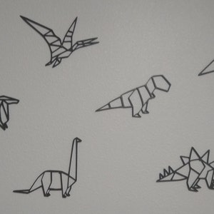 Geometric Dinosaur Outline Set / Wall Decor / 6 Piece Set / 3D Printed Black