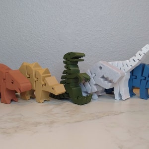Ensemble de dinosaures flexibles / Blocs empilables / Jouet Montessori / Ensemble de 6 pièces / Imprimé en 3D image 8