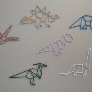 Geometric Dinosaur Outline Set / Wall Decor / 6 Piece Set / 3D Printed
