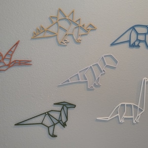 Geometric Dinosaur Outline Set / Wall Decor / 6 Piece Set / 3D Printed Earth Tones