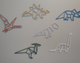 Geometric Dinosaur Outline Set / Wall Decor / 6 Piece Set / 3D Printed
