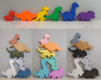 Dinosaur Toy Set / Stacking Blocks / Montessori Toy / 6-12 Piece Set / 3D Printed
