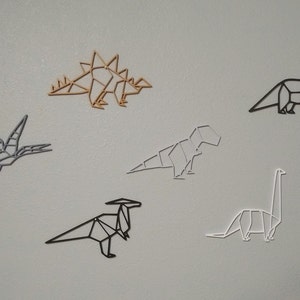 Geometric Dinosaur Outline Set / Wall Decor / 6 Piece Set / 3D Printed Neutral