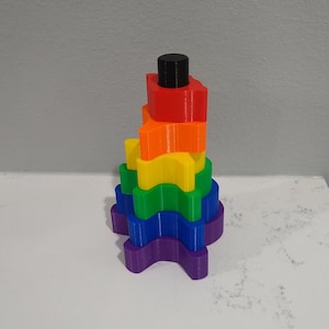 Spine Stacking Tower / Montessori Toy / 7 Piece Set / 3D Printed