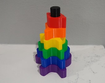 Spine Stacking Tower / Montessori Toy / 7 Piece Set / 3D Printed