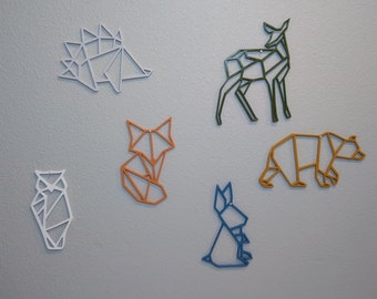 Geometric Forest Animal Onlines / Wall Decor / 6 Piece Set / 3D Printed