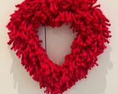 Valentines heart red, wool sustainable wreath size 17”