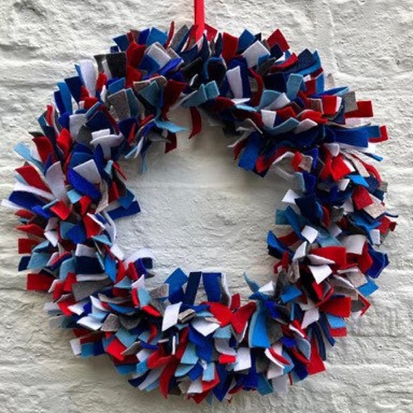 Gorgeous Great Britain,wool felt wreath,wall,door hanging 15”