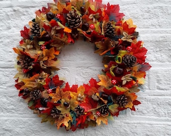 Autumn/ Fall woodland wreath/ ring/ wall/ door hanging size 12”