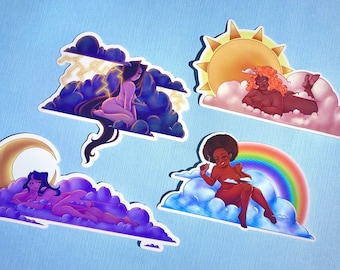 Cloudy Girls Sticker Set | Glossy Waterproof Vinyl Stickers