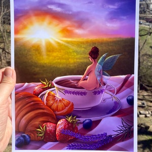 Fairy Tea Time Art Print | 8x10in Original Art Print