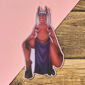 Demon Girl Pinup Sticker | Holographic Matte Vinyl Sticker for Laptop, Sketchbook, Waterbottle, etc