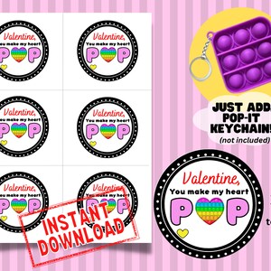 Class Valentine Cards / Kids Valentine / Set of Valentine&#39;s Cards / Pop-It / Classroom Valentines / SET of 6 INSTANT DOWNLOAD
