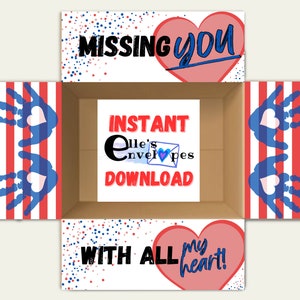Te extraño con todo mi corazón Paquete de atención militar/Descarga instantánea/Imprimible/Paquete de atención/Solapas de caja/ Despliegue /Día de los Caídos / Patriótico