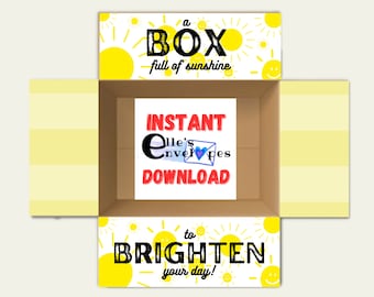 Sunshine Care Package Flaps / Box of sunshine / All Yellow / Brighten your day / Thinking of you gift  / Military / Yellow Box / Happy Day