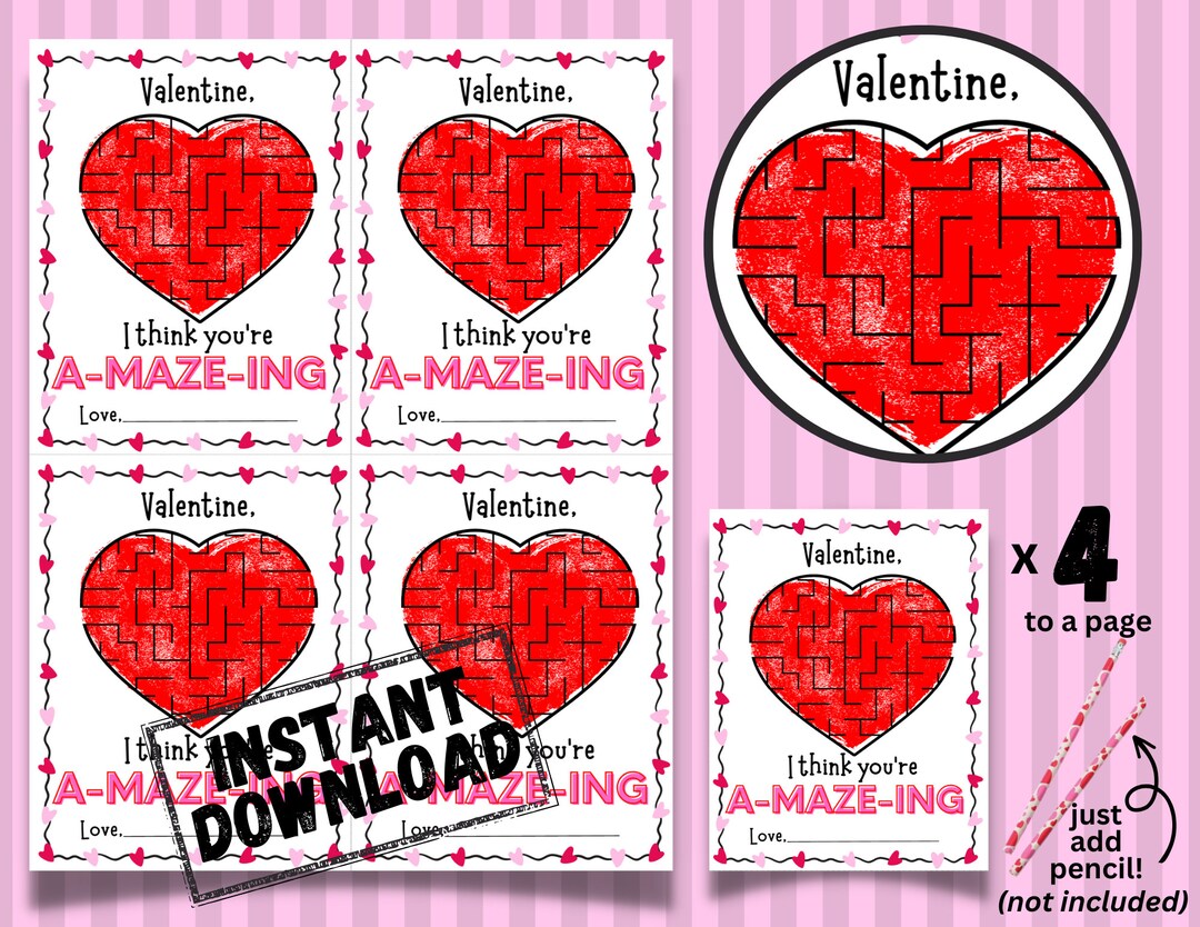 class-valentine-cards-kids-valentine-set-of-valentine-s-cards-maze-classroom-valentines
