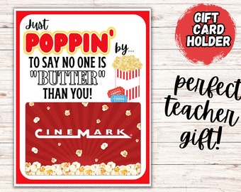 Teacher appreciation Gift Tag/Movies Gift Card/Cinema ticket gift/End of year/Theatre ticket/Teacher Appreciation/Movies Gift Card